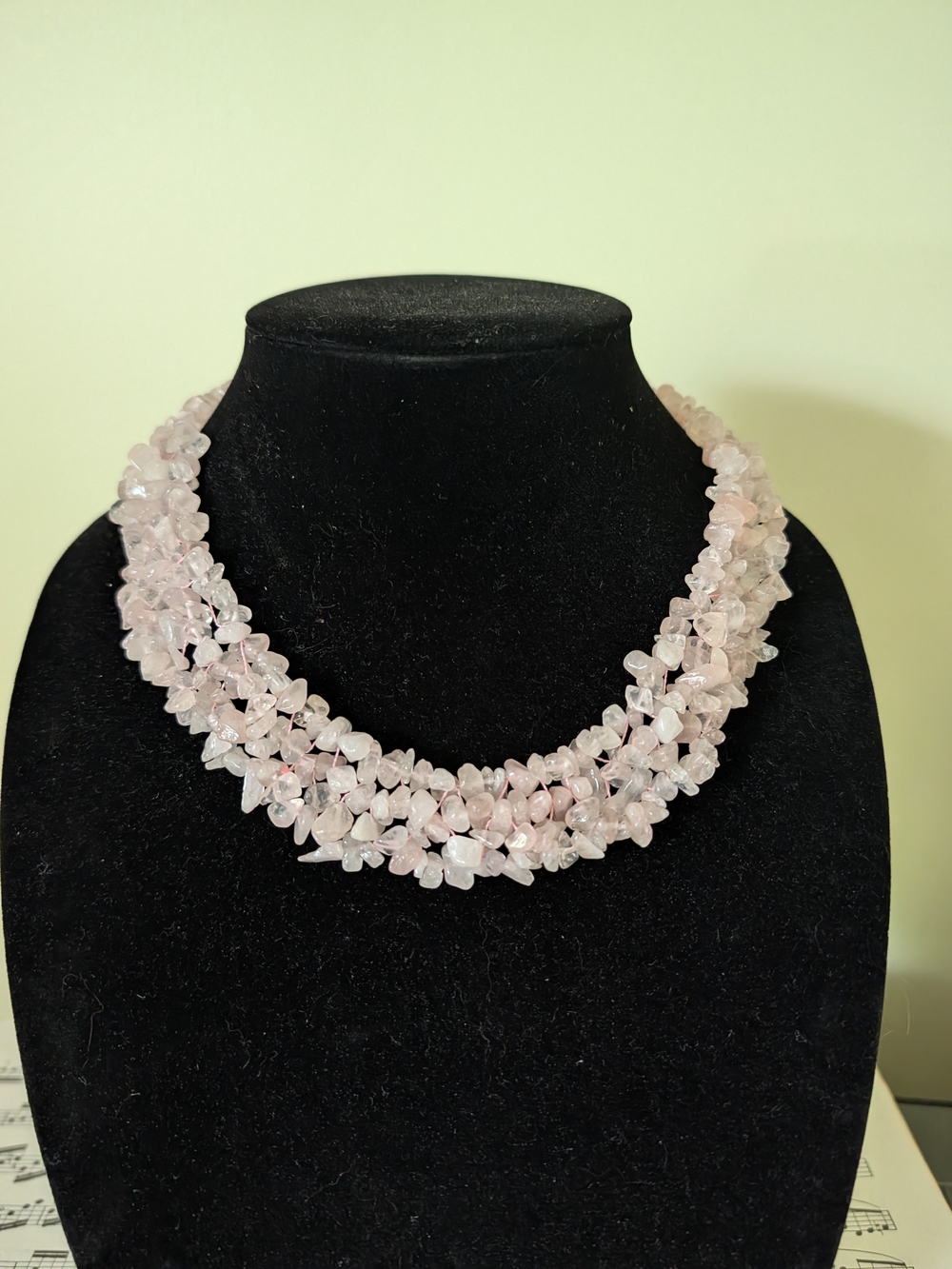 Rose Quartz Chip Statement Necklace